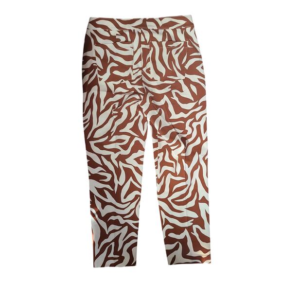 SPANX On The Go Print Ankle Slim Straight Leg Brown Zebra Print Pants L - Picture 4 of 8